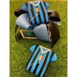 Scatolina plexi con nastro nero/azzurro e Maglia calcio di vetro magnete