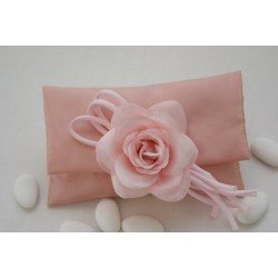 Pochette lunga Rosa con Rosa di Seta